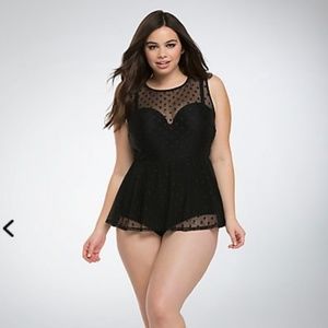 Torrid Polka Dot Mesh One Piece Swimsuit

 2